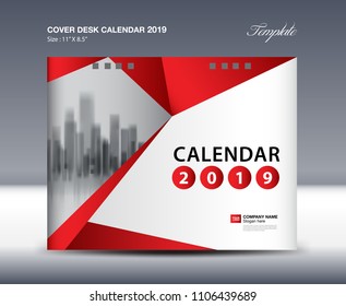 Cover Design For Desk Calendar 2019 Year vector, red background