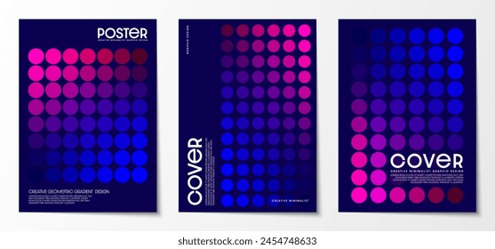 Cover design Dot Pattern color Blue and Magenta. Dark Background with Geometric Shapes: Circle. Design graphics for posters, brochures, and magazines. Vector illustration