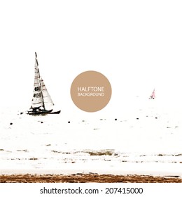 Cover Design with Dotted Pattern - Halftone Theme: Sailboat