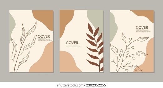 Cover-Design mit floralem Muster. abstrakter, botanischer Hintergrund. A4-Größe für Notebooks, Planer, Broschüren, Bücher, Kataloge