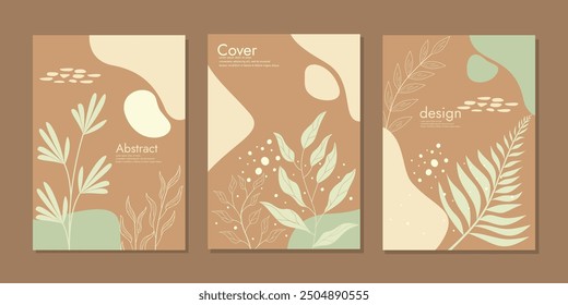 Cover design with floral pattern. beauty botanical abstract background. Vector illustration templates cover pages For notebooks, school books, diaries, planners, brochures, books, catalogs