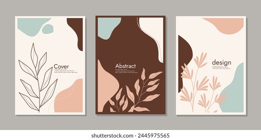 Diseño de la cubierta con el patrón floral. fondo abstracto botánico fresco. tamaño A4 para el póster, folleto, cubierta del libro, folleto, catálogo, cuaderno. 
