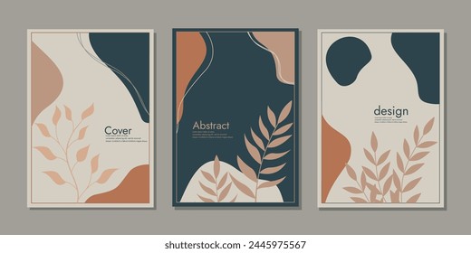 Cover design with floral pattern. cool botanical abstract background. size A4 for poster, brochure, book cover, flyer, catalog, notebook. 