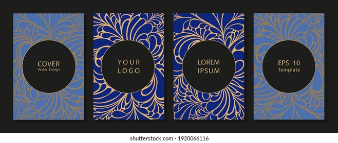 Cover design with floral pattern. Creative modern bright concept circle round shape Colorful artistic background with blossom.