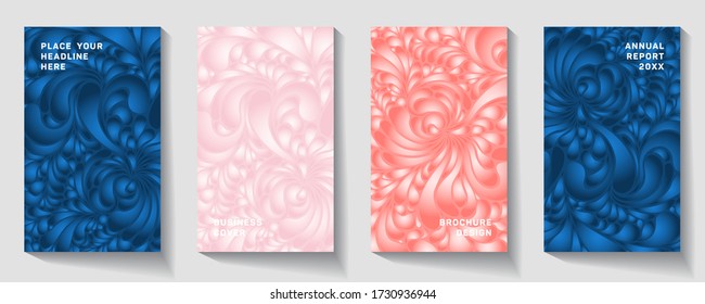 Cover design with floral pattern. Flyer advert cover catalog magazine and annual report. Simple and elegant ethnic line style