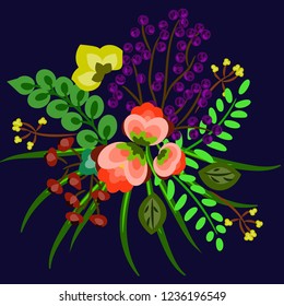 Cover design with floral pattern. Hand drawn creative flowers. Colorful artistic background with blossom. It can be used for invitation, card, cover book, catalog. 