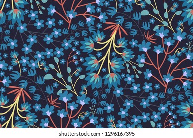 Cover design with floral pattern. Hand drawn creative flowers. Colorful artistic background with blossom. Fabulous plants. Vector