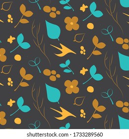 Cover design with floral pattern. Hand drawn creative flowers. Colorful artistic background with blossom. It can be used for invitation, card, cover book, catalog.  Vector illustration, eps 8
