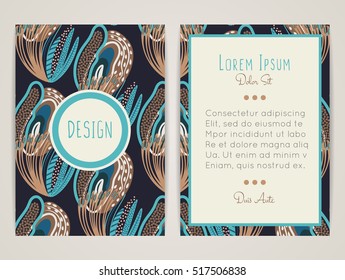 Cover design with floral pattern. Hand drawn creative flower. Colorful artistic background with blossom. It can be used for invitation, card, cover book, catalog. Size A4. Vector illustration, eps10