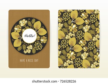 Cover design with floral pattern. Hand drawn creative flowers. Colorful artistic background with blossom. It can be used for invitation, card, cover book, notebook. Size A4. Vector illustration, eps10