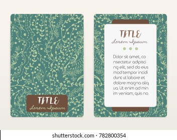 Cover design with floral pattern. Hand drawn creative flowers. Colorful artistic background with blossom. It can be used for invitation, card, cover book, notebook. Size A4. Vector illustration, eps10