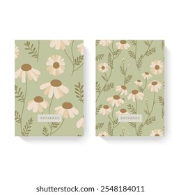 Diseño de la cubierta con el patrón floral. Para cuadernos, planificadores, folletos, libros, catálogos, etc.