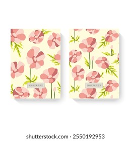 Diseño de la cubierta con el patrón floral. Para cuadernos, planificadores, folletos, libros, catálogos, etc.