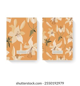 Diseño de la cubierta con el patrón floral. Para cuadernos, planificadores, folletos, libros, catálogos, etc.