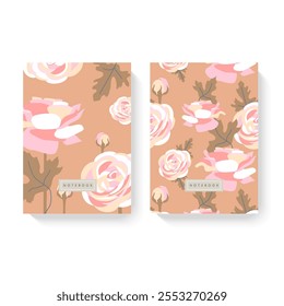 Diseño de la cubierta con el patrón floral. Para cuadernos, planificadores, folletos, libros, catálogos, etc.