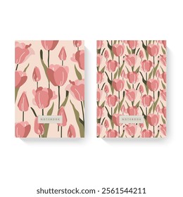 Cover design with floral pattern. For notebooks, planners, brochures, books, catalogs etc.