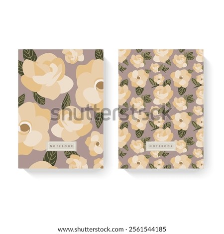 Cover design with floral pattern. For notebooks, planners, brochures, books, catalogs etc.