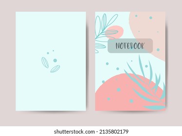 Cover design with flowers and geometric pattern. Hand drawn creative flowers