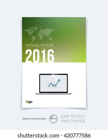 Cover design, flyer, leaflet, with green modern abstract geometric background with triangles for business, technology and science layout . Brochure template with digital pixel mosaic.