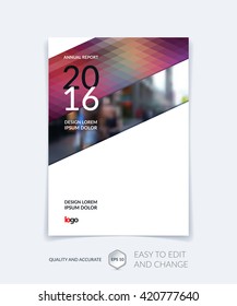Cover design, flyer, leaflet, with red purple modern abstract geometric background with triangles for business, technology and science  layout . Brochure template with digital pixel mosaic.