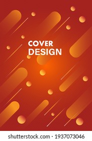 Cover design, geometric elements, orange gradient, yellow, and light, vector landscape illustration.