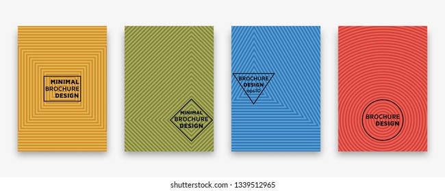 Cover design with geometric halftone lines. Minimal brochure template. Vector illustration.