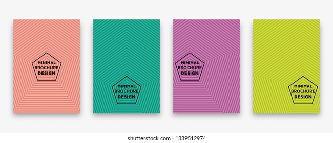 Cover design with geometric halftone lines. Minimal brochure template. Vector illustration.