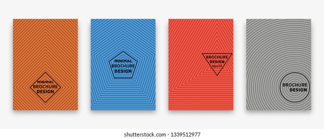 Cover design with geometric halftone lines. Minimal brochure template. Vector illustration.