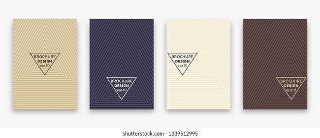 Cover design with geometric halftone lines. Minimal brochure template. Vector illustration.