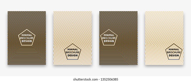Cover design with geometric halftone lines. Minimal brochure template. Vector illustration.