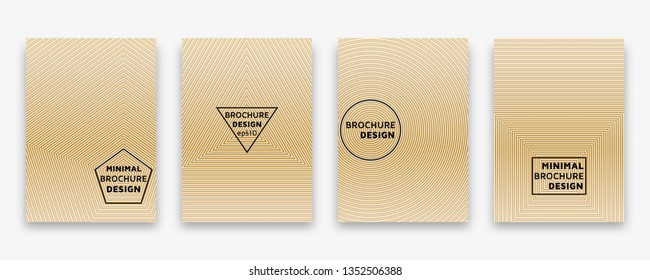 Cover design with geometric halftone lines. Minimal brochure template. Vector illustration.