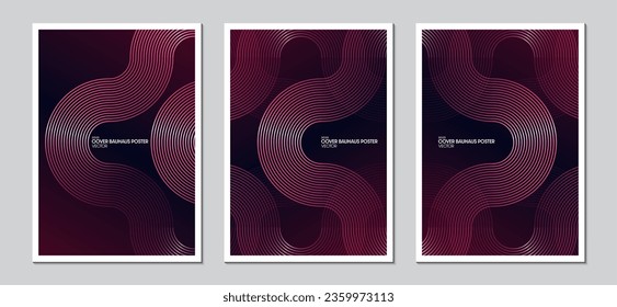 Cover design with glowing red abstract geometric curves on dark gradient background. Ideas for magazine covers, brochures and posters.