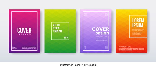 Cover design with gradient backgrounds. Vector set of minimal geometric templates. Good for brochure, flyers, posters, banners.