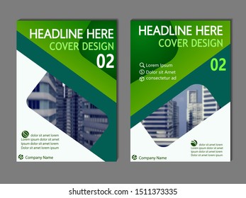cover design with a green and blue theme with a blank picture, for covers of books, magazines, flyers and so on, you can replace a example picture with your picture