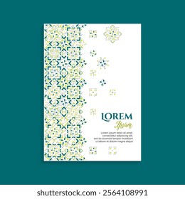 Cover Design with Green Pastel Silhouette Textured Ornament