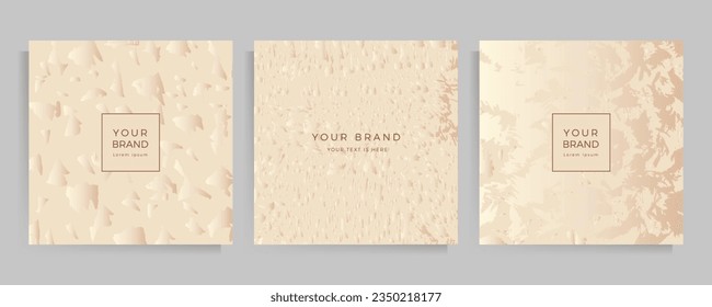 Cover design grunge texture. Abstract champagne color background set of templates for folder, invitation, menu, flyer, catalog, brochure. Vector illustration in square format.