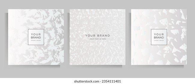 Cover design grunge texture. Abstract background color silver gray template set for folder, invitation, menu, flyer, catalog, brochure. Vector illustration in square format.