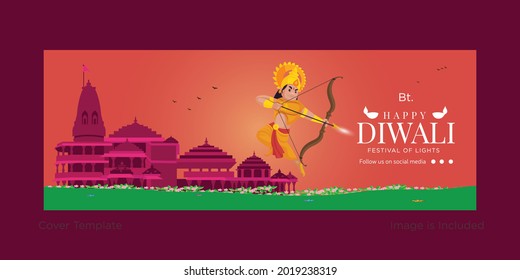 Cover design of happy Diwali festival of lights template.