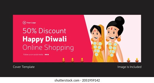 Cover design of happy Diwali online shopping Indian festival template.