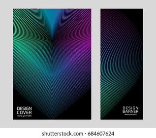 Cover design with heart background. Modern design of geometric lines