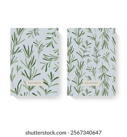 Cover design with herbs pattern. For notebooks, planners, brochures, books, catalogs etc.
