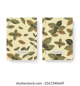 Cover design with herbs pattern. For notebooks, planners, brochures, books, catalogs etc.