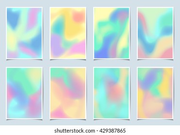 Cover Design, Holographic Background Set - Vector Illustration, Graphic Design. Collection A4 Size Format 