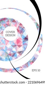 Diseño de portada. Imitación de papel cruzado, triángulos gradientes. Inusual fondo abstracto brillante para revista, libro, splash, banner, vector.