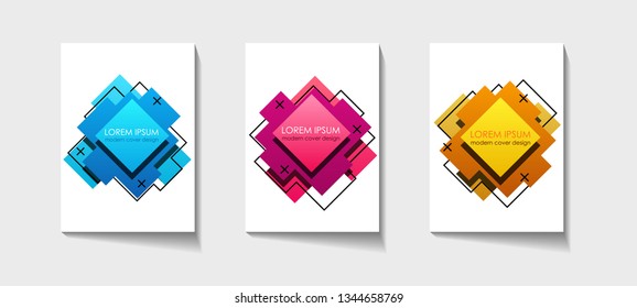 Cover design layouts, A4 standard brochure size, colorful gradient background, abstract geometric pattern