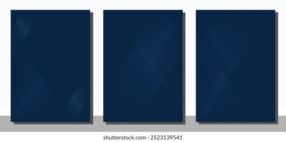Diseño de portada, diseños o concepto de carteles en estilo minimalista moderno para identidad corporativa, marca, publicidad en redes sociales, promoción. Diseño de Vector de cubierta azul oscuro.