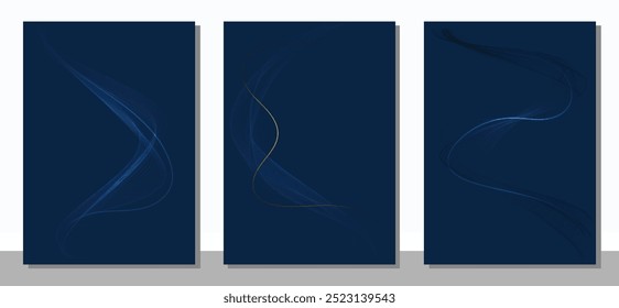 Design de capa, layouts ou conceito de cartazes em estilo mínimo moderno para identidade corporativa, branding, publicidade em mídias sociais, promoção. Projeto de vetor de cobertura azul escuro.