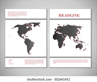Cover design for leaflet, report or brochure with world map