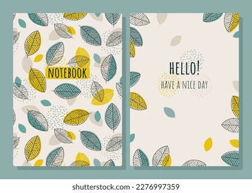 Cover design with leaves pattern. Applicable for notebook cover, planner, brochure, book, catalog etc. 