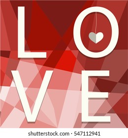 Cover design.The letters L,O,V and E on the red background.
